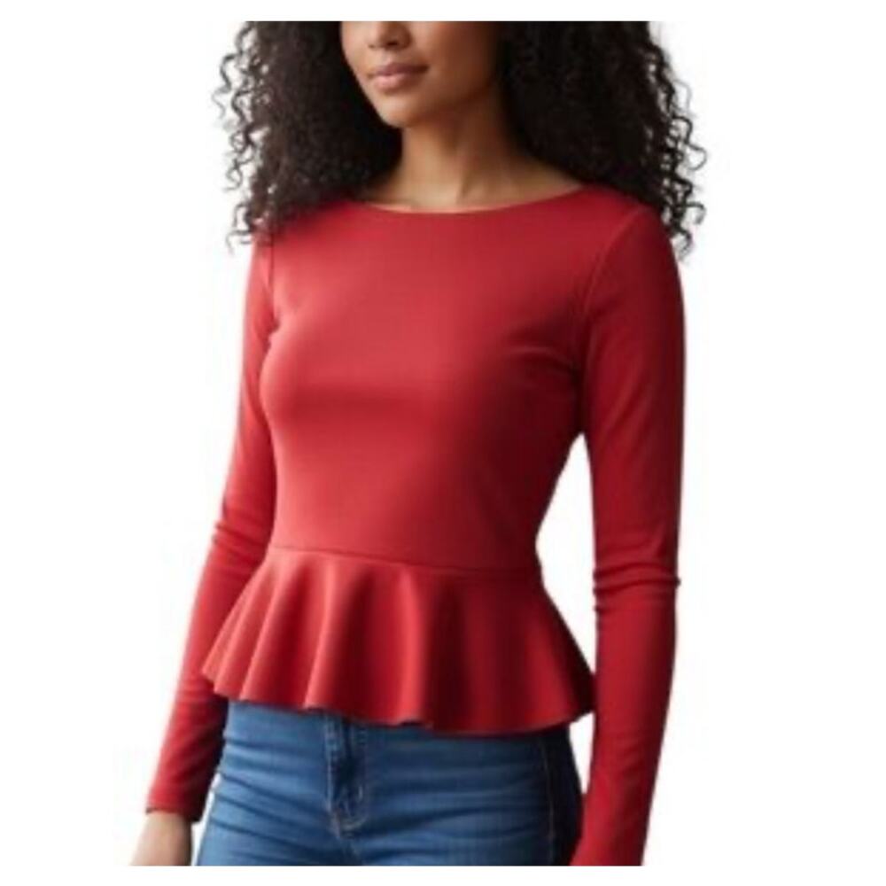 Jason Wu Peplum Blouse XS Red Dressy Office Siren Twee Valentines Day NWT